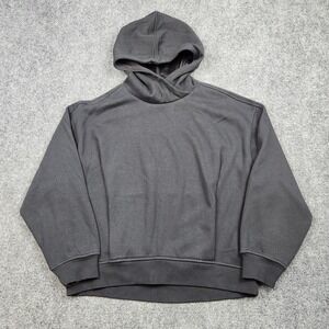 Athleta Cozy Karma Hoodie Womens Large Black Fleece Athletic Pullover Sweatshirt